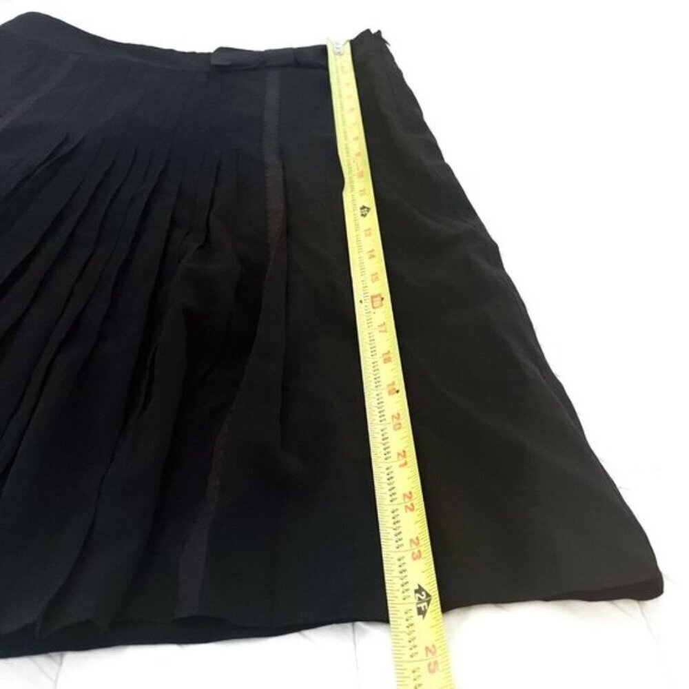 Theory Rima Charm Black Pleated Midi Skirt Bow Silk Viscose Party Workwear Sz 10 - Picture 10 of 12